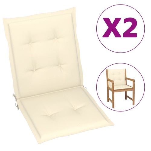 47552 Garden Chair Cushions 2 pcs Cream 100x50x4 cm