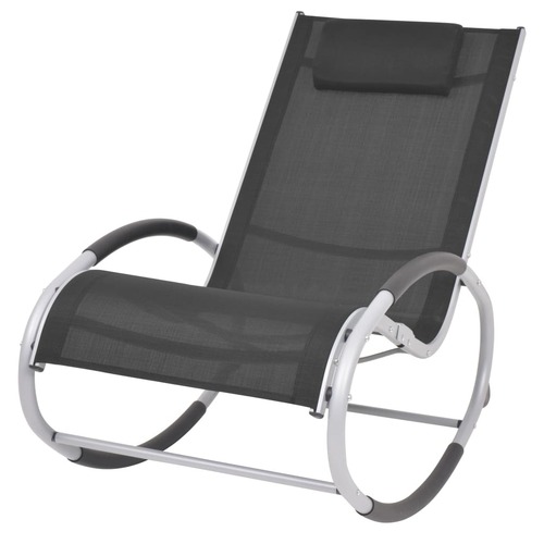 Outdoor Rocking Chair Black Textilene