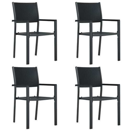 Garden Chairs 4 pcs Black Plastic Rattan Look