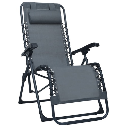 Folding Deck Chair Grey Textilene