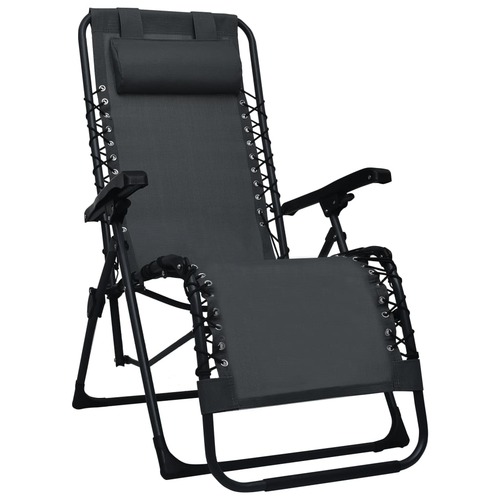 Folding Deck Chair Black Textilene