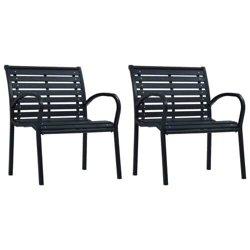 Garden Chairs 2 pcs Black Steel and WPC