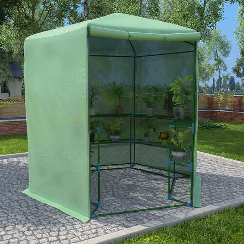 Greenhouse with Shelves Steel 227x223 cm