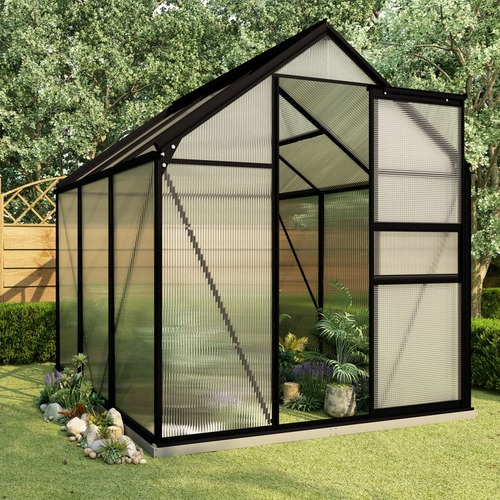 Greenhouse with Base Frame Anthracite Aluminium 3.61 m²
