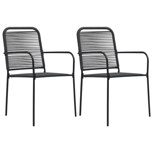Garden Chairs 2 pcs Cotton Rope and Steel Black
