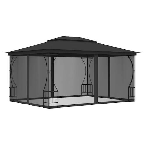 Gazebo with Curtains 300x400x265 cm Anthracite