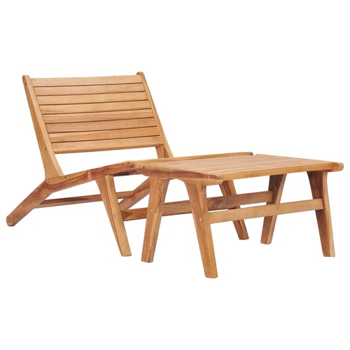 Garden Chair with Footrest Solid Teak Wood