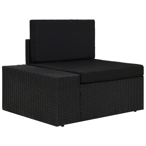 Sectional Corner Sofa with Right Armrest Poly Rattan Black