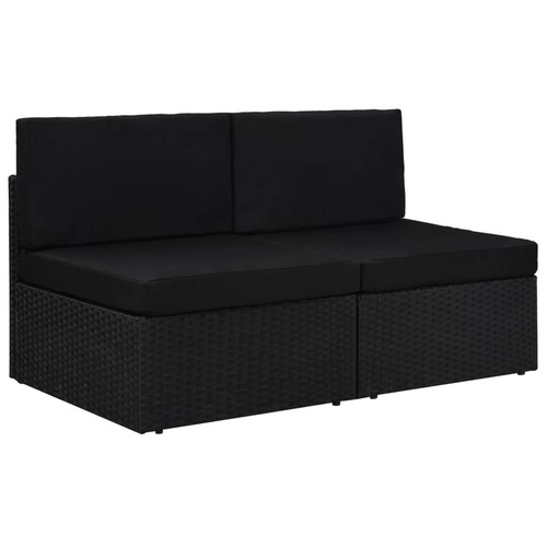 Sectional Sofa 2-Seater Poly Rattan Black