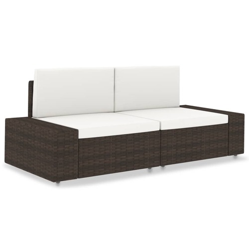 Sectional Sofa 2-Seater Poly Rattan Brown