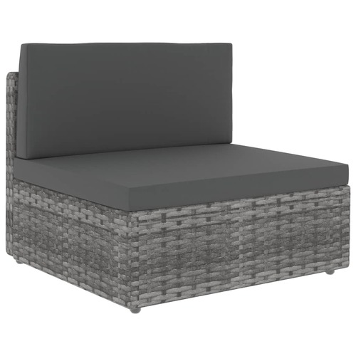 Sectional Middle Sofa Poly Rattan Grey