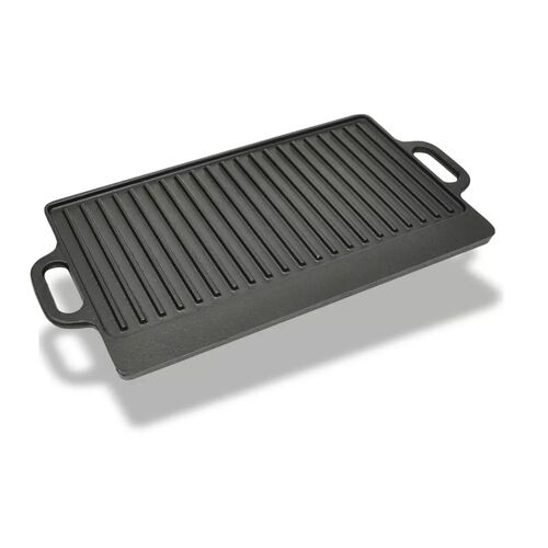 Grill BBQ Barbecue Plate Cast Iron Platter Reversible