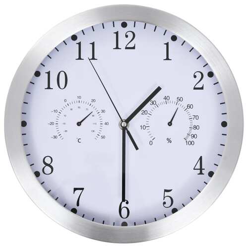 Wall Clock with Quartz Movement Hygrometer and Thermometer 30 cm White