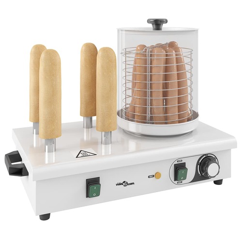 vidaXL Hot Dog Warmer with 4 Rods Stainless Steel 550 W