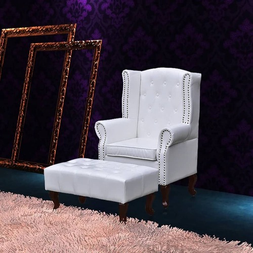 Wingback chair with ottoman white