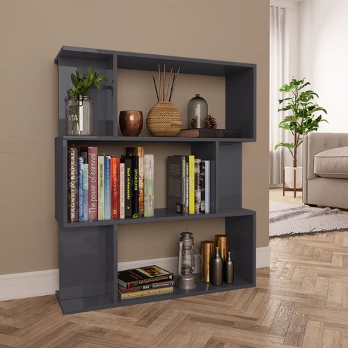 Book Cabinet/Room Divider High Gloss Grey 80x24x96 cm Chipboard