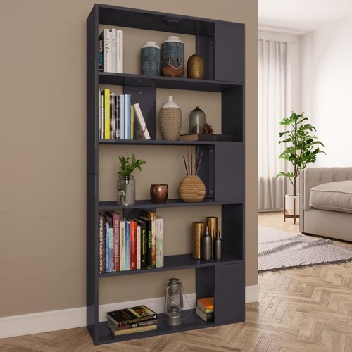 Book Cabinet/Room Divider High Gloss Grey 80x24x159 cm Chipboard
