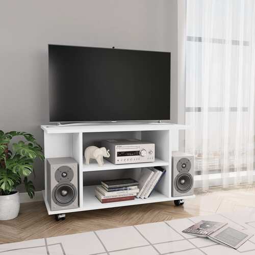 TV Cabinet with Castors White 80x40x40 cm Chipboard