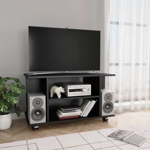 TV Cabinet with Castors Black 80x40x40 cm Chipboard