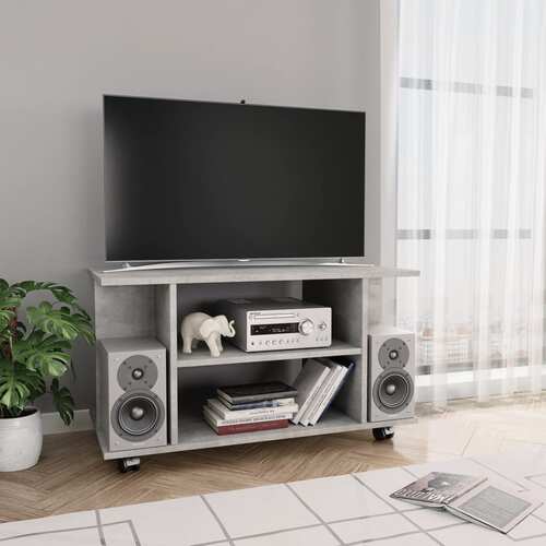 TV Cabinet with Castors Concrete Grey 80x40x40 cm Chipboard