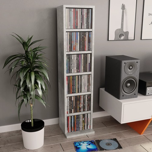 CD Cabinet Concrete Grey 21x20x88 cm Chipboard