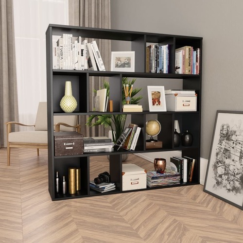 Room Divider/Book Cabinet Black 110x24x110 cm Chipboard