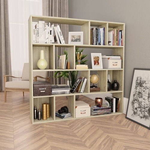 Room Divider/Book Cabinet Sonoma Oak 110x24x110 cm Chipboard