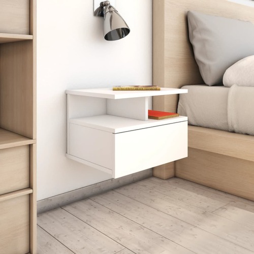 Floating Nightstand White 40x31x27 cm Chipboard