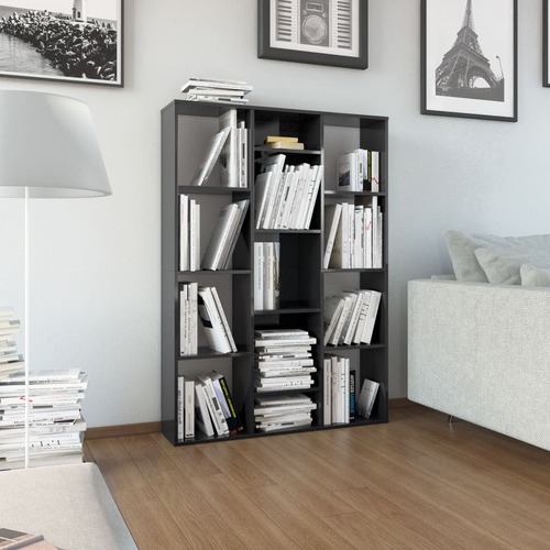 Room Divider/Book Cabinet High Gloss Black 100x24x140 cm Chipboard