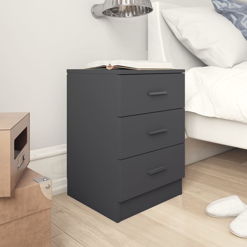 Bedside Cabinet High Gloss Grey 38x35x56 cm Chipboard