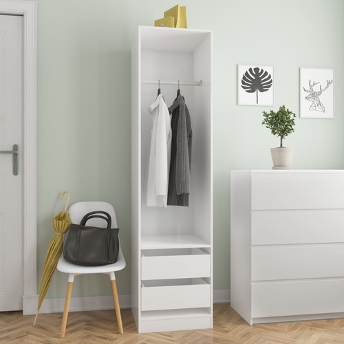 Wardrobe with Drawers High Gloss White 50x50x200 cm Chipboard