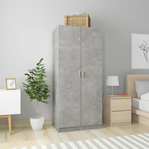 Wardrobe Concrete Grey 80x52x180 cm Chipboard