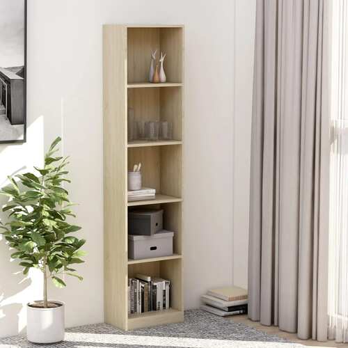 5-Tier Book Cabinet Sonoma Oak 40x24x175 cm Chipboard