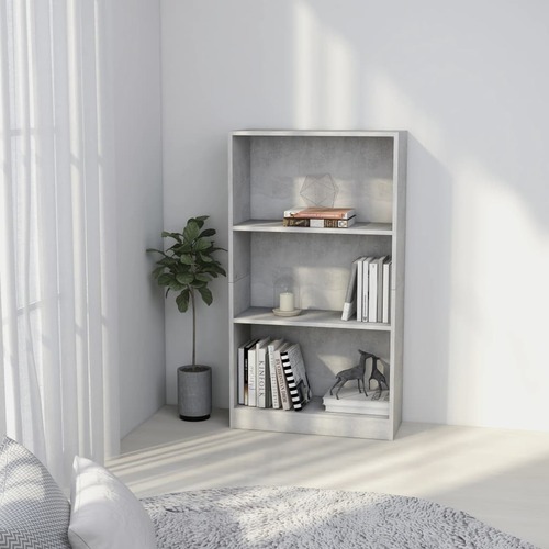 3-Tier Book Cabinet Concrete Grey 60x24x108 cm Chipboard