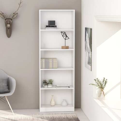 5-Tier Book Cabinet White 60x24x175 cm Chipboard