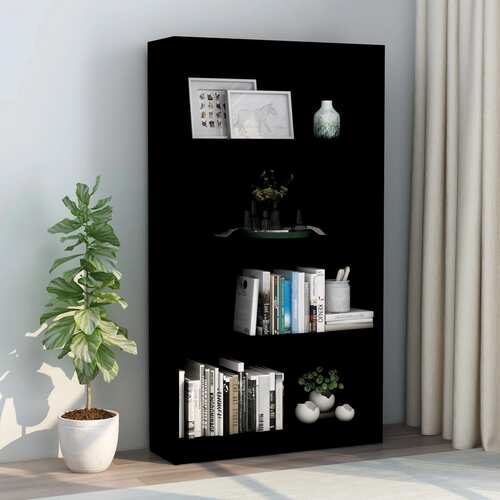 4-Tier Book Cabinet Black 80x24x142 cm Chipboard
