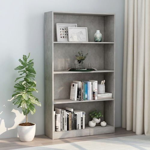 4-Tier Book Cabinet Concrete Grey 80x24x142 cm Chipboard