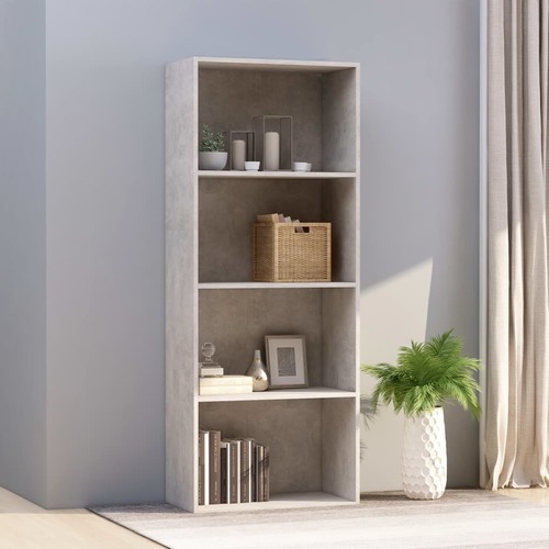 4-Tier Book Cabinet Concrete Grey 60x30x151.5 cm Chipboard