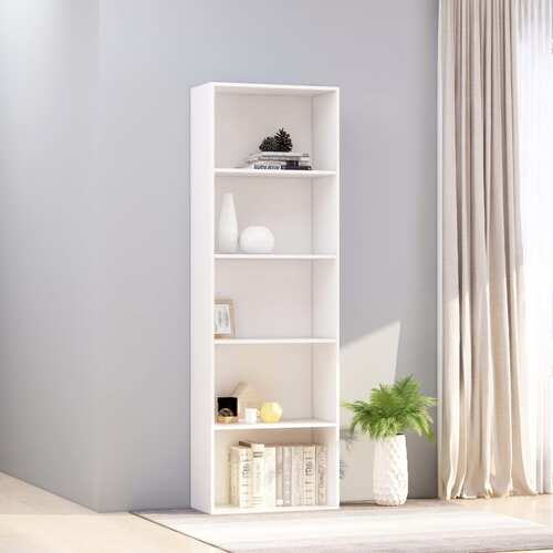 5-Tier Book Cabinet White 60x30x189 cm Chipboard