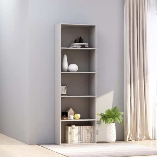 5-Tier Book Cabinet Grey 60x30x189 cm Chipboard
