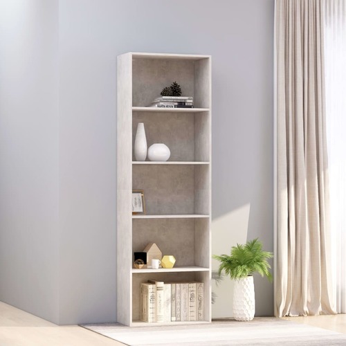 5-Tier Book Cabinet Concrete Grey 60x30x189 cm Chipboard