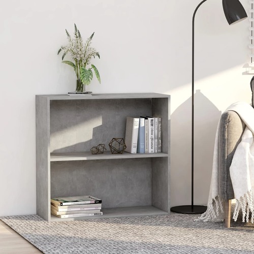 2-Tier Book Cabinet Concrete Grey 80x30x76.5 cm Chipboard