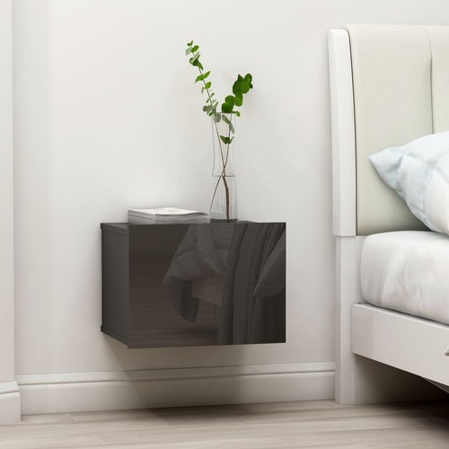 Bedside Cabinet High Gloss Grey 40x30x30 cm Chipboard