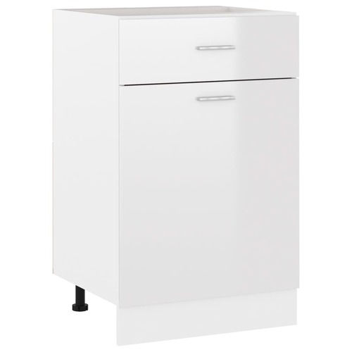 Drawer Bottom Cabinet High Gloss White 50x46x81.5 cm Chipboard