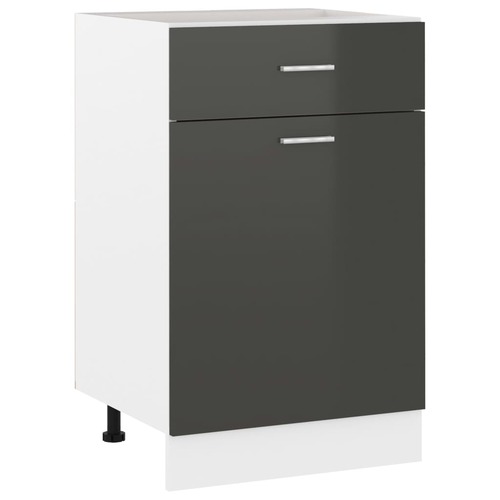 vidaXL Drawer Bottom Cabinet High Gloss Grey 50x46x81.5 cm Chipboard