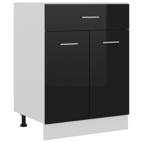 Drawer Bottom Cabinet High Gloss Black 60x46x81.5 cm Chipboard