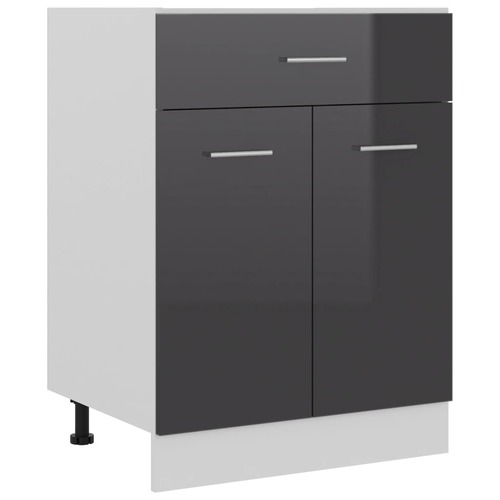 Drawer Bottom Cabinet High Gloss Grey 60x46x81.5 cm Chipboard