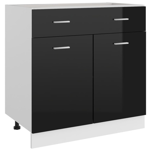 Drawer Bottom Cabinet High Gloss Black 80x46x81.5 cm Chipboard