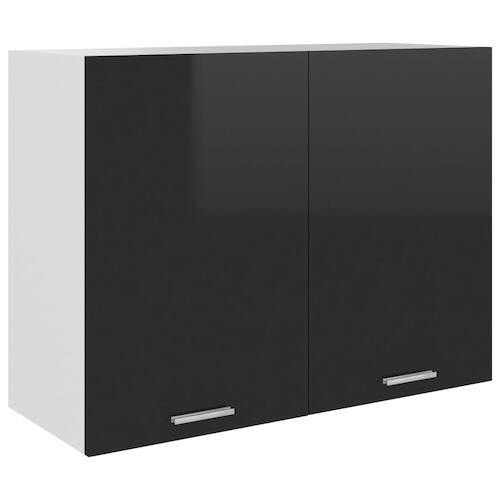 Hanging Cabinet High Gloss Black 80x31x60 cm Chipboard