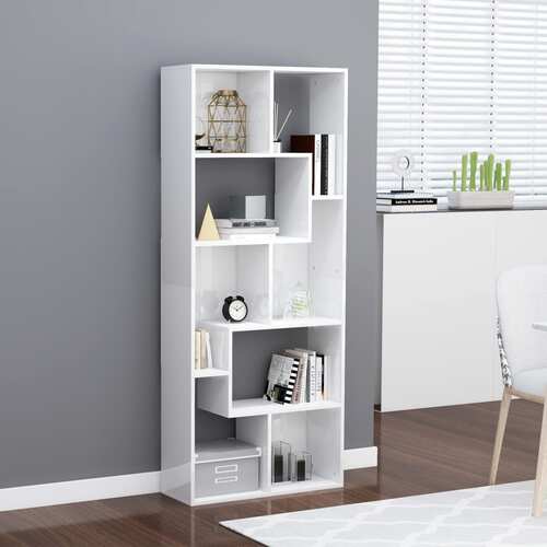 Book Cabinet High Gloss White 67x24x161 cm Chipboard